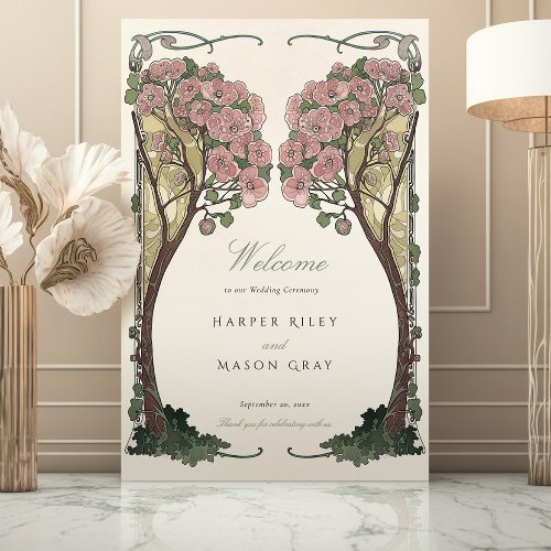 Elegant Floral Art Nouveau Wedding Welcome Sign