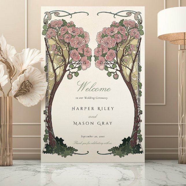 Elegant Floral Art Nouveau Wedding Welcome Sign (Creator Uploaded)