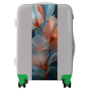 Elegant Floral Art Travel Luggage – Blue Orange