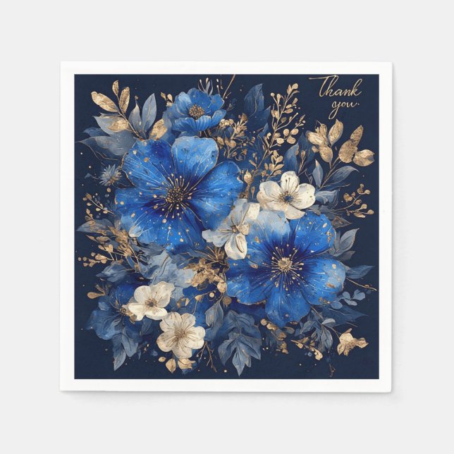 Elegant Floral Artwork Napkins (Front)