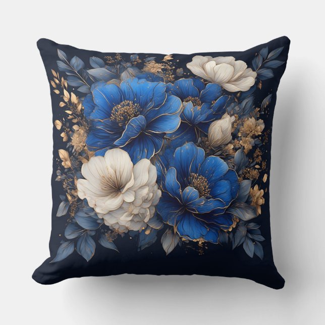 Elegant Floral Artwork Throw Pillow (Front)