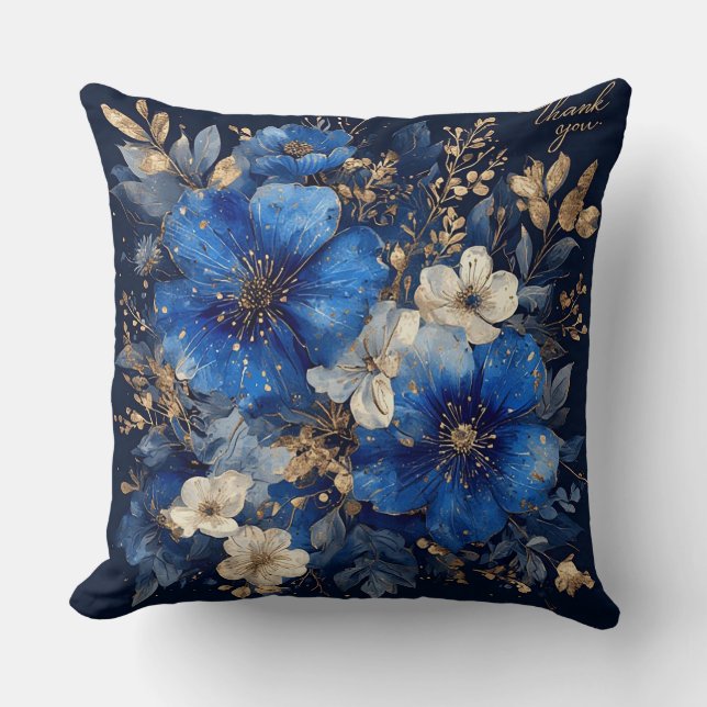 Elegant Floral Artwork Throw Pillow (Front)