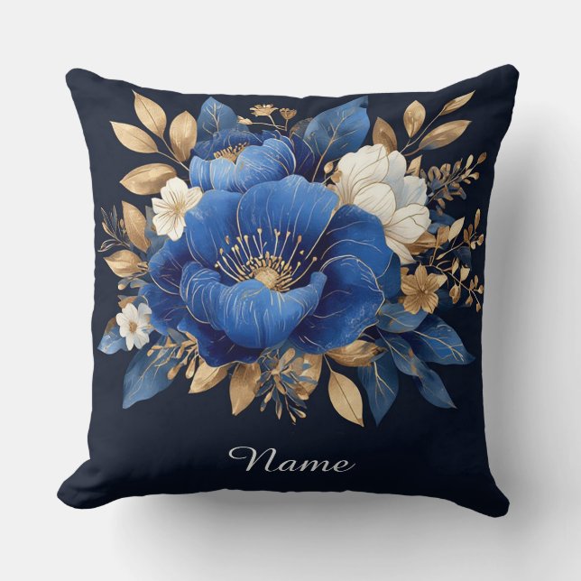 Elegant Floral Artwork Throw Pillow (Front)