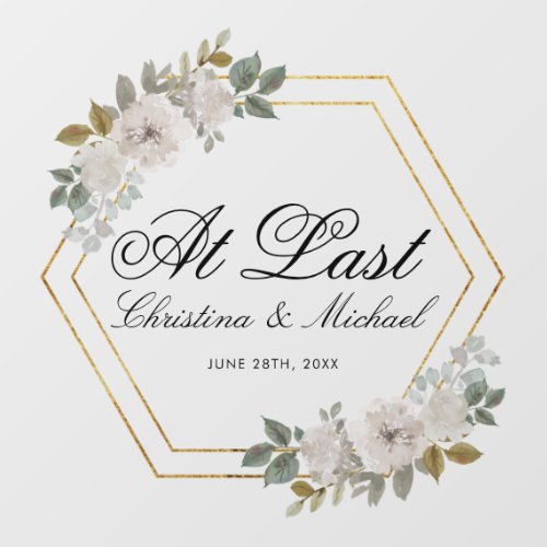 Elegant Floral At Last Wedding Dance Floor Decals