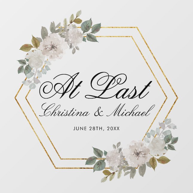 Elegant Floral At Last Wedding Dance Floor Decals (Front)