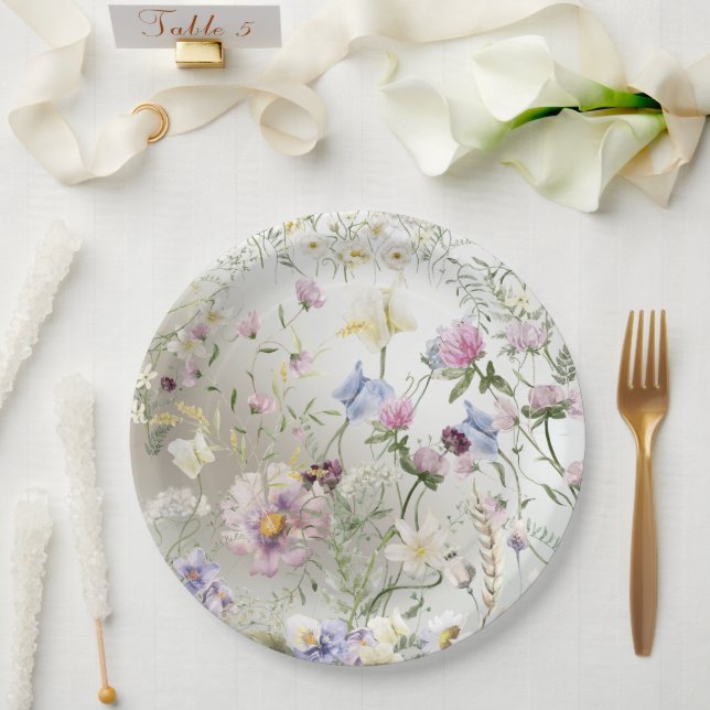 Elegant Floral Autumn Wedding Paper Plate (Wedding)