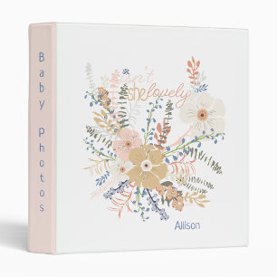 Elegant Floral Baby Customizable Photo 3 Ring Binder