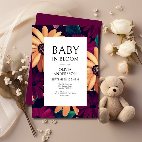 Elegant Floral Baby in Bloom Baby Shower  Invitation