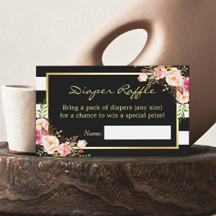 Elegant Floral Baby Shower Diaper Raffle Ticket
