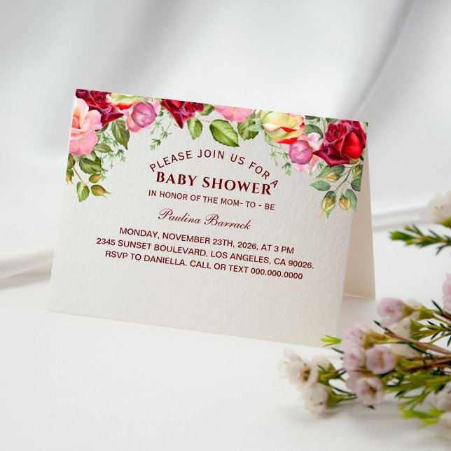 Elegant Floral Baby Shower Folded Invitation (Creator Uploaded)