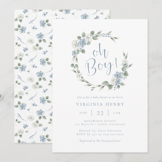 Elegant Floral Baby Shower Invitation (Front/Back)
