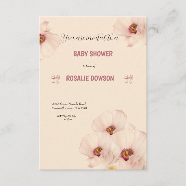 Elegant Floral Baby Shower Invitation (Front)