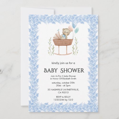 Elegant Floral Baby Shower Invitation
