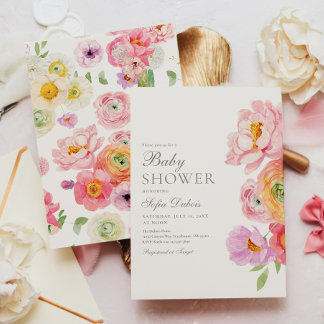 Elegant Floral Baby Shower Invitation