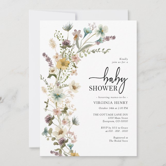 Elegant Floral Baby Shower Invitation (Front)
