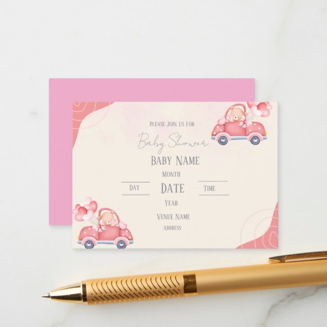 Elegant Floral Baby Shower Invitation Boy or Girl (Front/Back In Situ)