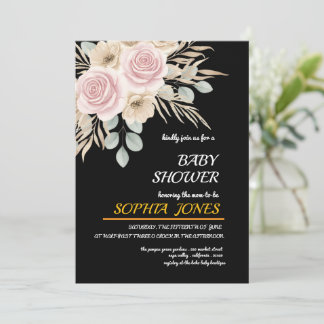 Elegant Floral Baby Shower Invitation For Girl