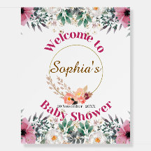 Elegant Floral Baby Shower Welcome Sign