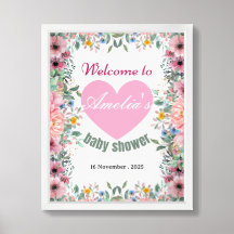 Elegant Floral Baby Shower Welcome Sign