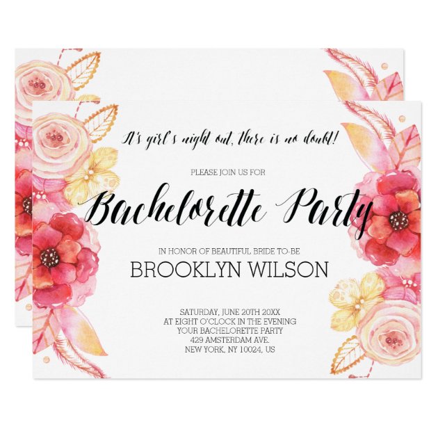 Elegant Floral Bachelorette Party Invitations