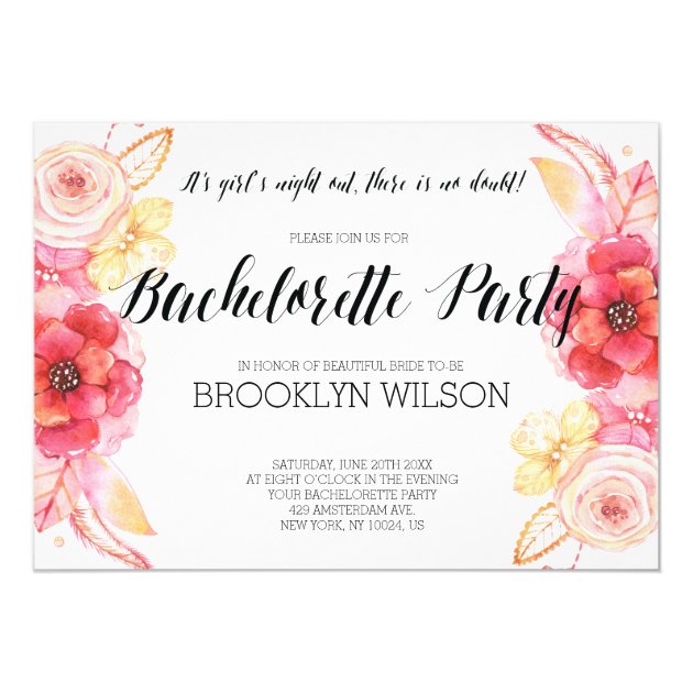 Elegant Floral Bachelorette Party Invitations