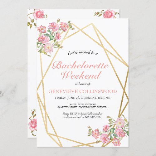 Elegant Floral Bachelorette Weekend Itinerary Invitation
