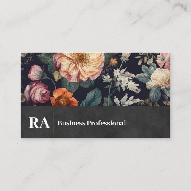 Elegant Floral Background Business Card (Front)
