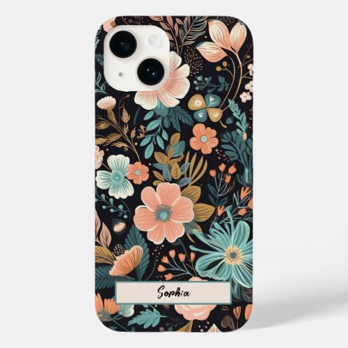Elegant floral background with personalized name Case_Mate iPhone 14 case