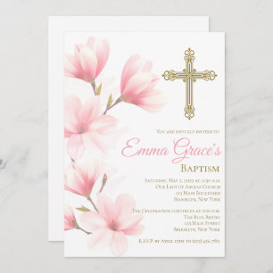 Elegant Floral Baptism Christening Invitation