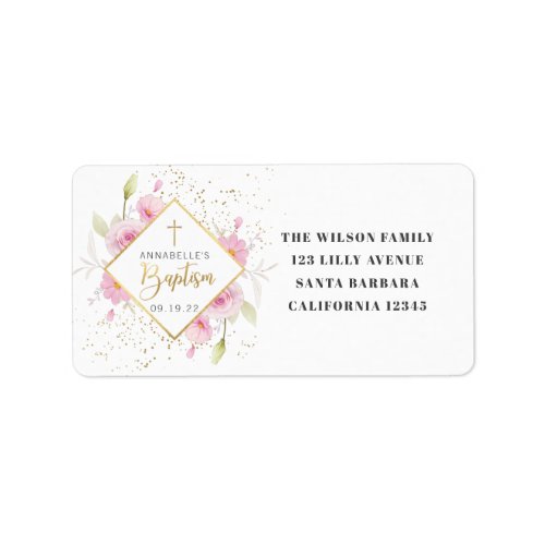 Elegant Floral Baptism Label