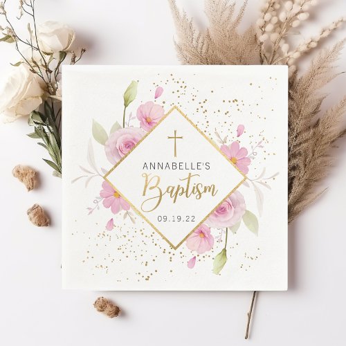 Elegant Floral Baptism Napkins