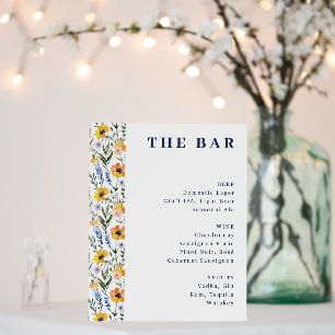 Elegant Floral Bar Menu Sign