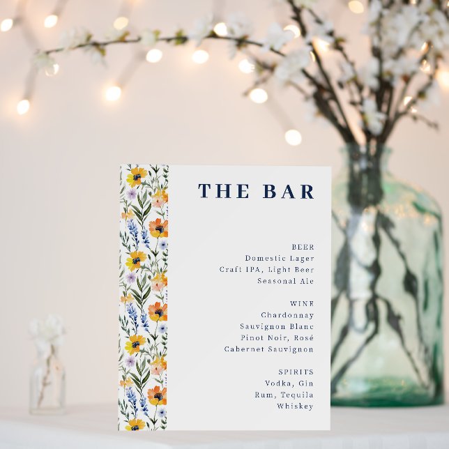 Elegant Floral Bar Menu Sign (In Situ (Wedding))