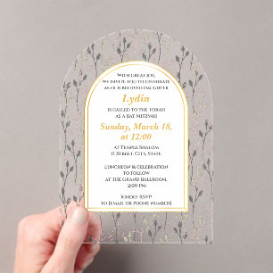 Elegant Floral Bat Mitzvah Invitation