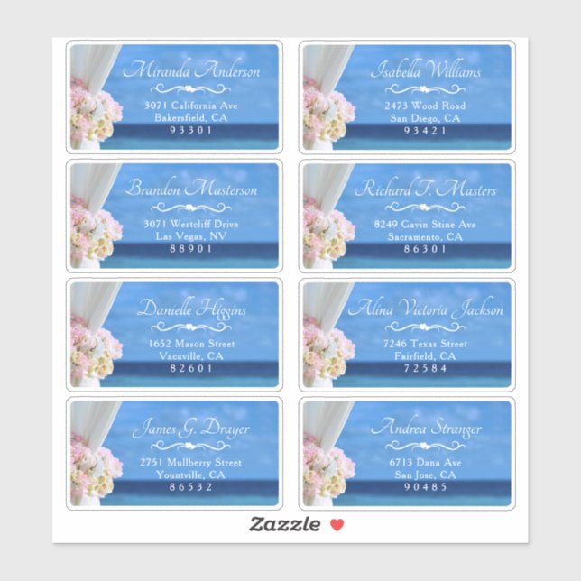 Elegant Floral Beach Summer Guest Shipping Label (Sheet)