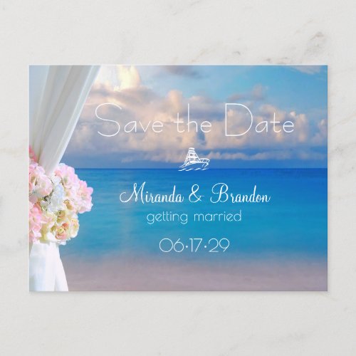 Elegant Floral Beach Summer Sunset Save the Date Announcement Postcard