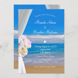 Elegant Floral Beach Summer Wedding Invitation