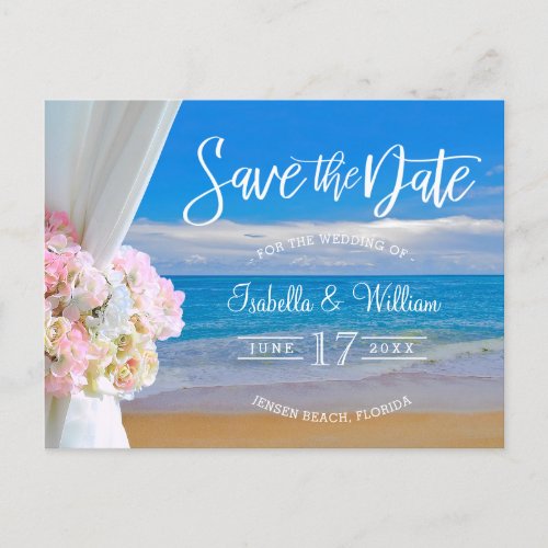 Elegant Floral Beach Summer Wedding Save the Date Announcement Postcard