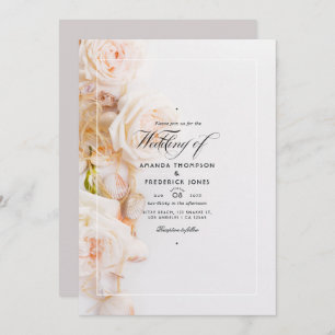Elegant Floral Beach Wedding Invitation