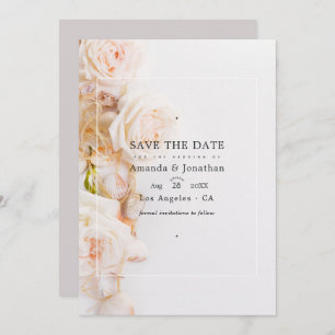 Elegant Floral Beach Wedding Photo Save The Date