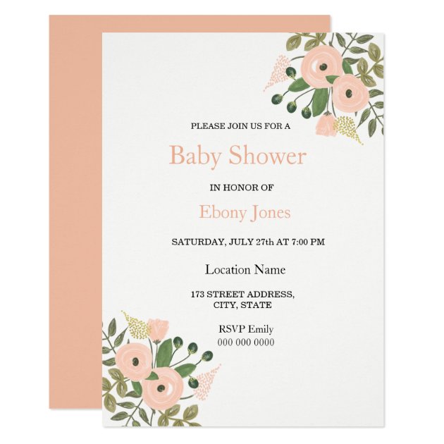 Elegant Floral Beautiful Baby Shower Invitation