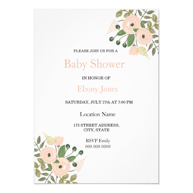 Elegant Floral Beautiful Baby Shower Invitation