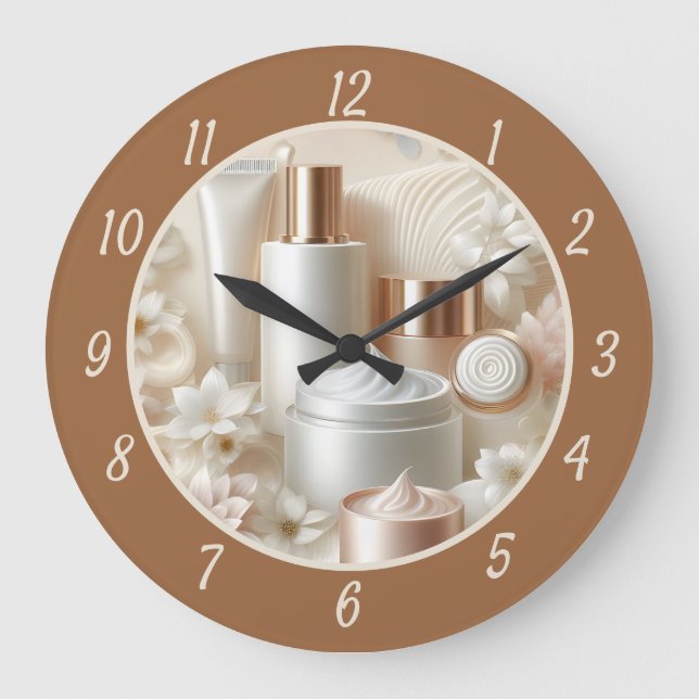 Elegant Floral Beauty Cosmetic Salon Large Clock (Front)