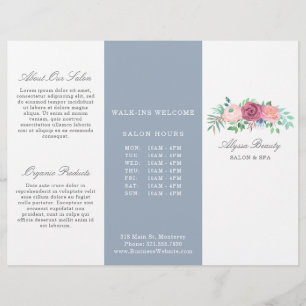 Elegant Floral Beauty Salon Trifold Brochure