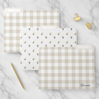 Elegant Floral Beige Buffalo Check Personalized