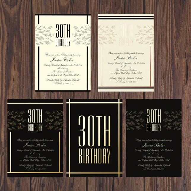 Elegant Floral Beige Minimal Birthday Invitation Foil Invitation (Creator Uploaded)