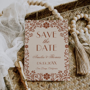 Elegant Floral Beige Wedding Save The Date
