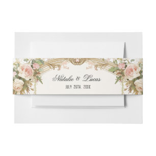 Elegant Floral Belly Band 5x7 Wedding Invitation