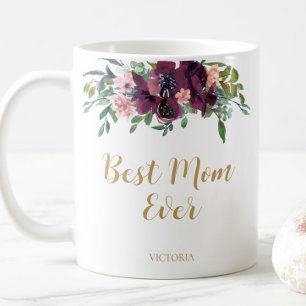 Elegant Floral Best Mom Ever Coffee Mug