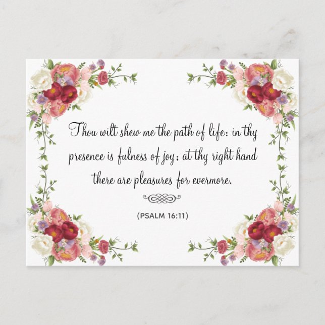Elegant Floral Bible Inspiritional Quote Religious Postcard (Front)